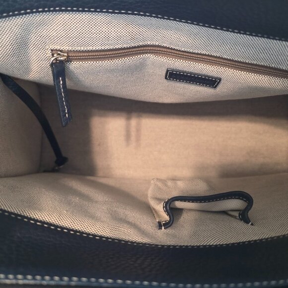 Dooney & Bourke Navy All-Weather Pebbled Leather Satchel With Adjustable Strap - Picture 6 of 13